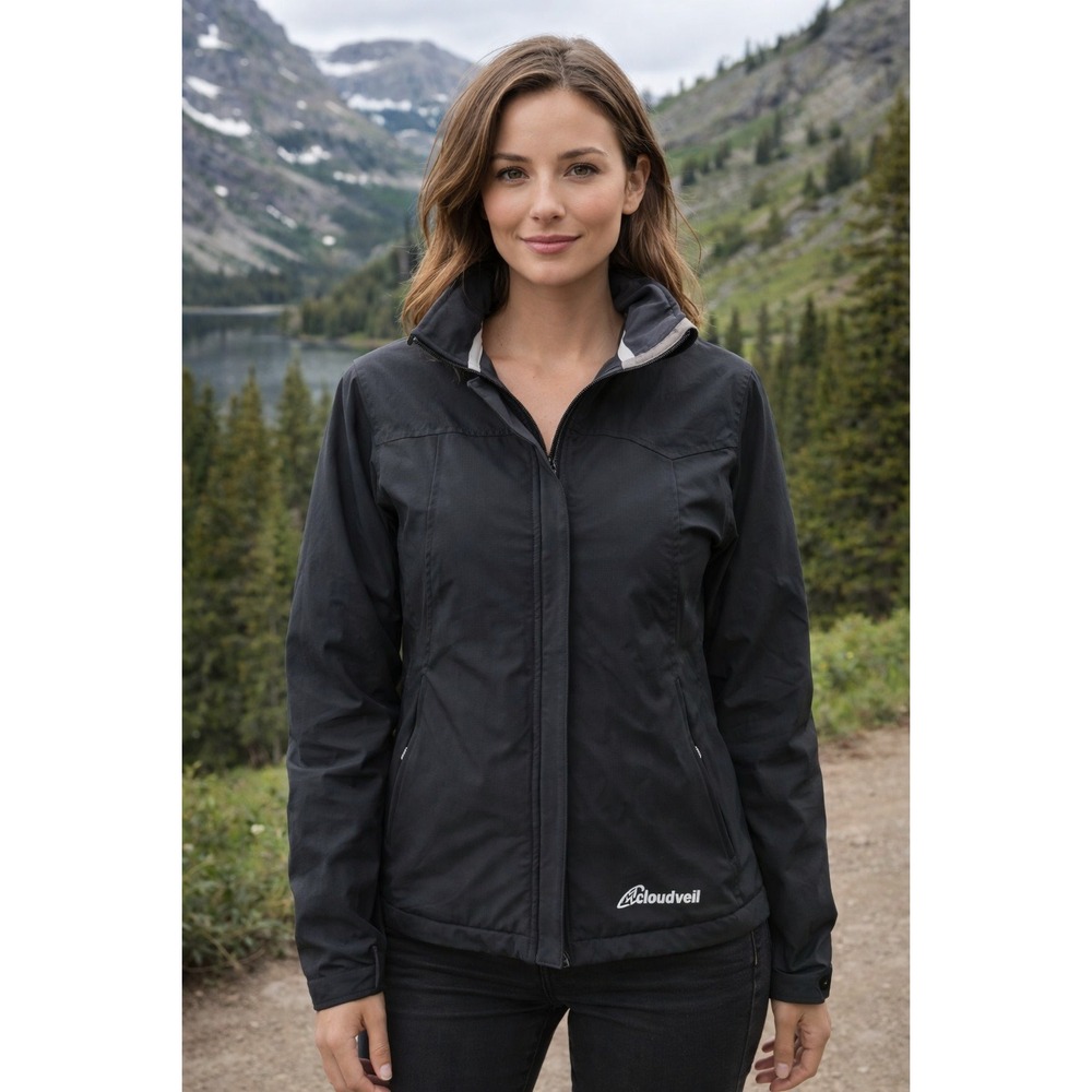 Cloudveil Jacket‎ Womens Size Large Black Full Zip Wind & Water Proof Pockets
